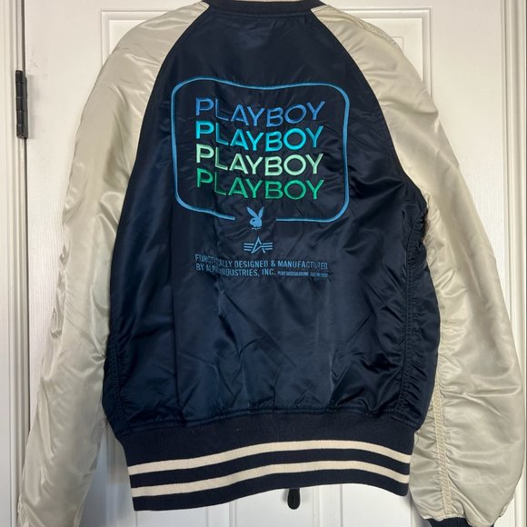 Alpha Industries x Urban Outfitters PLAYBOY MULTI STACK BOMBER JACKET - Picture 2 of 8